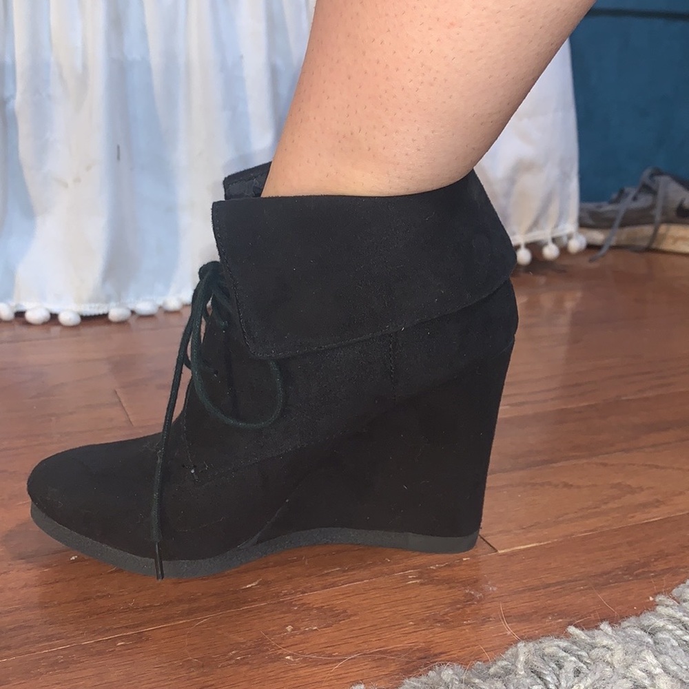 Black Wedge Booties